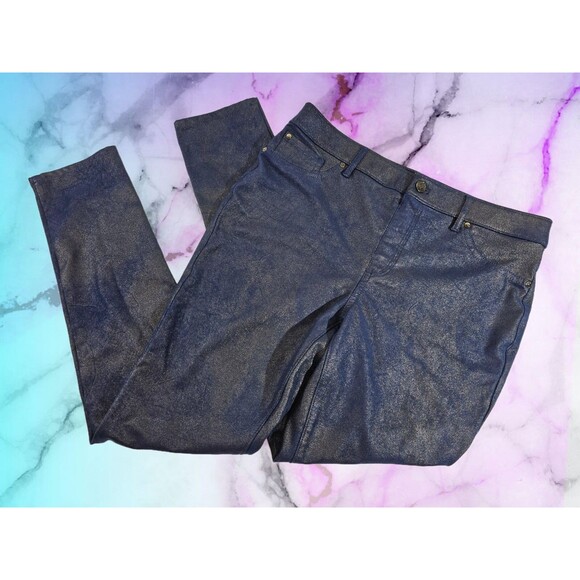 ALK Women's .5 Small Chico's Faux-Suede Knit Pants Stretch Slim Leg Denim Slacks - Picture 1 of 7